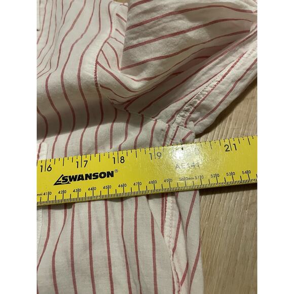 Frank & Eileen Grayson Hero Stripe Cotton Button up Shirt White Pink Sz 2 Small - Picture 7 of 10